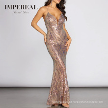 Pluning Sexy V Neckline illusion Sequin Iridescent Arabic Women Long Evening Dresses